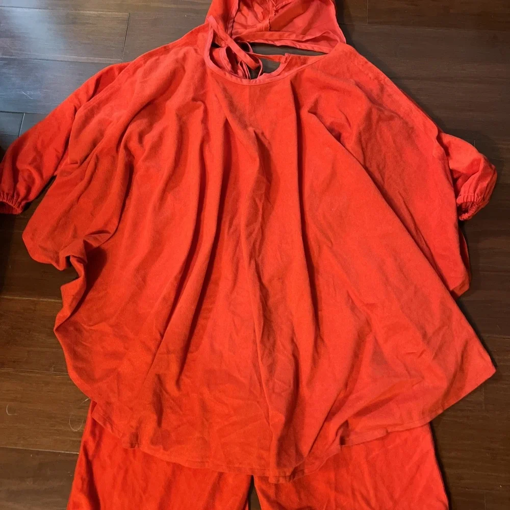 Vtg 70s Handmade Red Devil Costume Child Devil's Horn Head Cover, Cape Sz 8-10Y